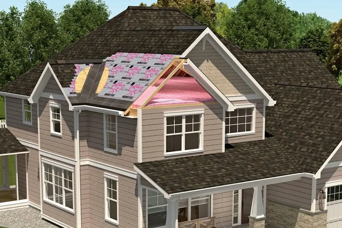 Owens Corning Pink Panther, the brand mascot behind the roofing materials Kenai Construction installs.