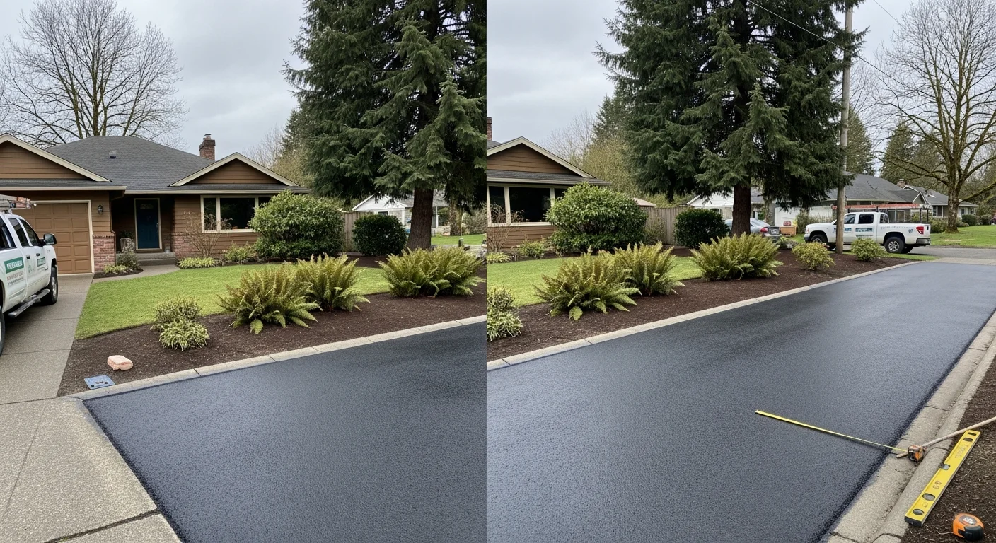 Suburban Beaverton home with manicured landscaping and driveway in residential neighborhood.
