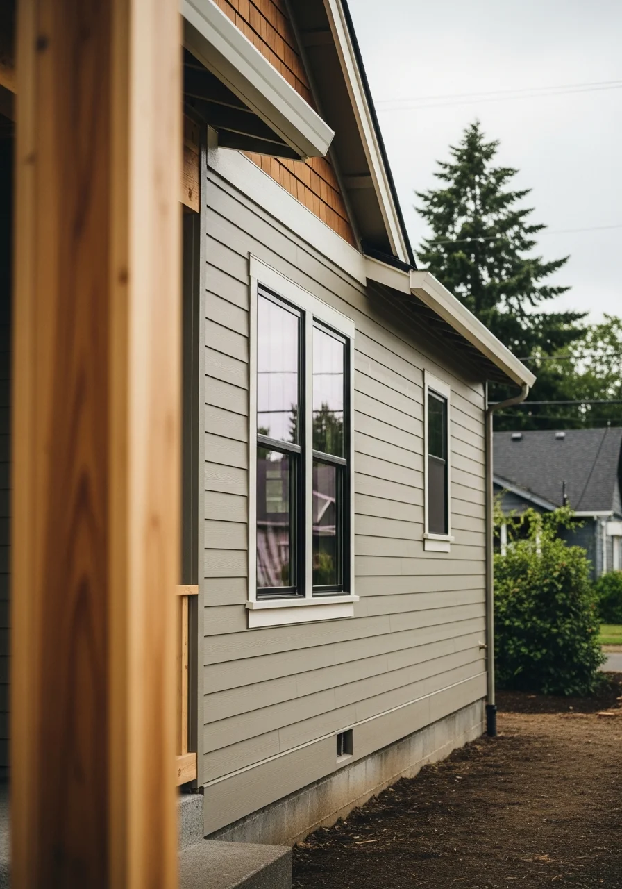 Detail of professional work on a Hillsboro property exterior.